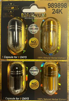 Magnum 989898 Black &amp; 24K Gold Capsules – 4 Count Pack (2 Black + 2 Gold)