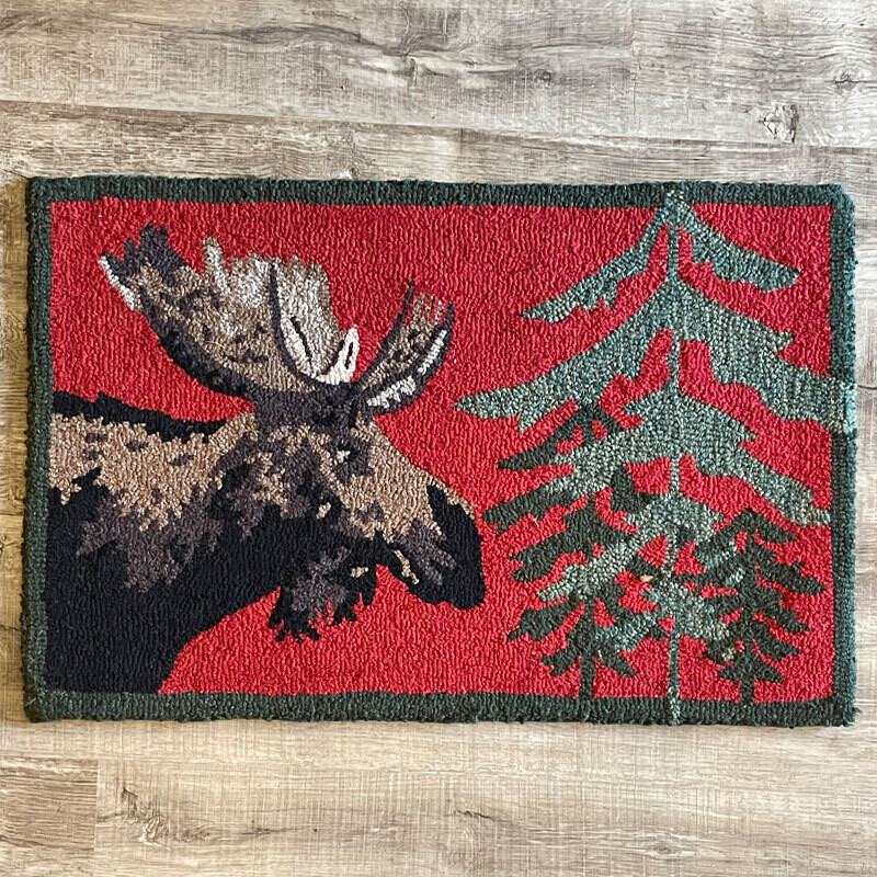 Moose in Pine Accent Rug