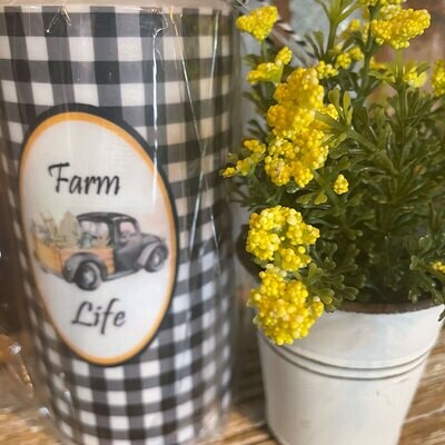 Farm Life Black & White Check - 6 Inch