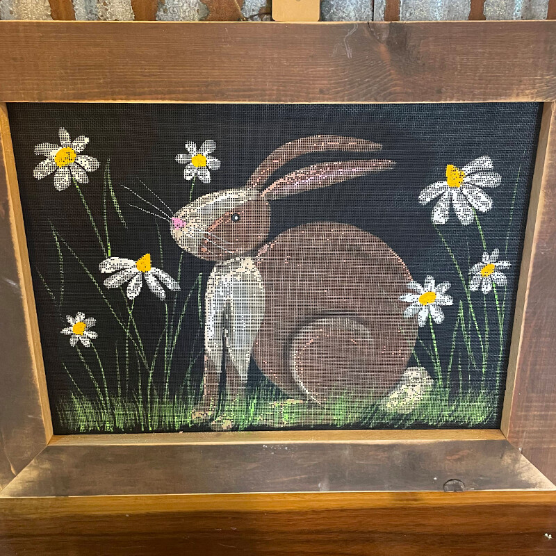 Painted Screen - Bunny and Daisies