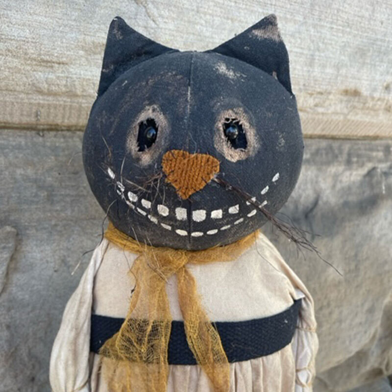Black Cat with Linen Dress