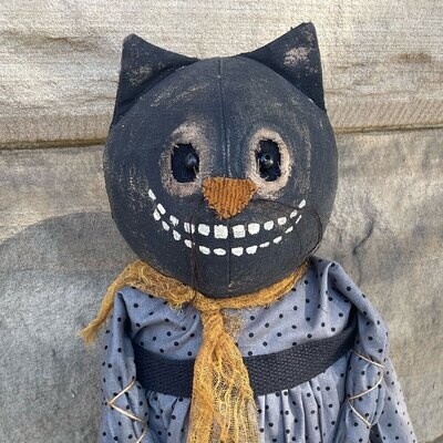 Black Cat with Blue Dress