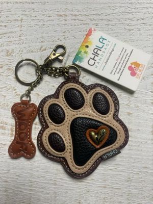Key Fob/Coin Purse Paw Print Ivory