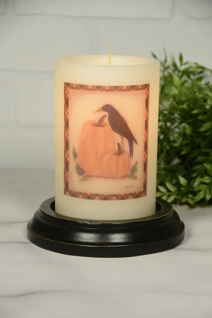 Pumpkin & Crow Cream Candle Sleeve CR
