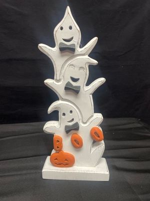 Ghost Stack BOO Wooden Figurine