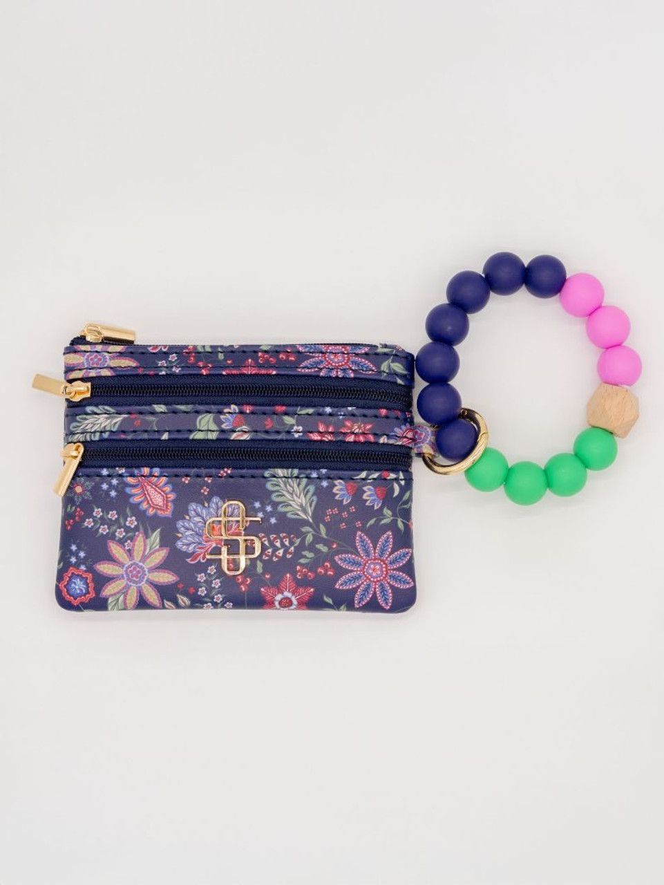 Bead Bangle Navy Flower SS