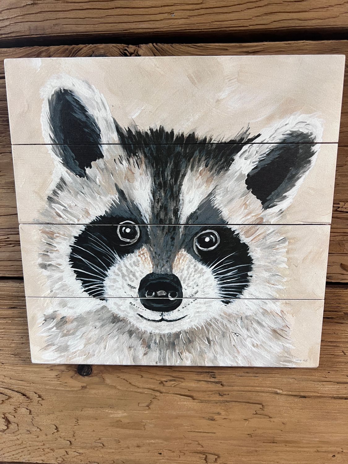 Rustic Pallet Art Raccoon