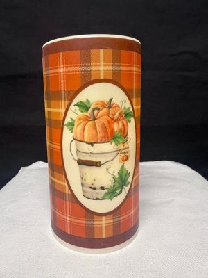 G&G Fall Plaid Pumpkin in Bucket - 6 Inch