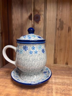 Periwinkle Mug w/Infuser & Saucer 12oz