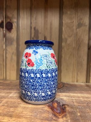 Red Poppy Garden Milk Bottle