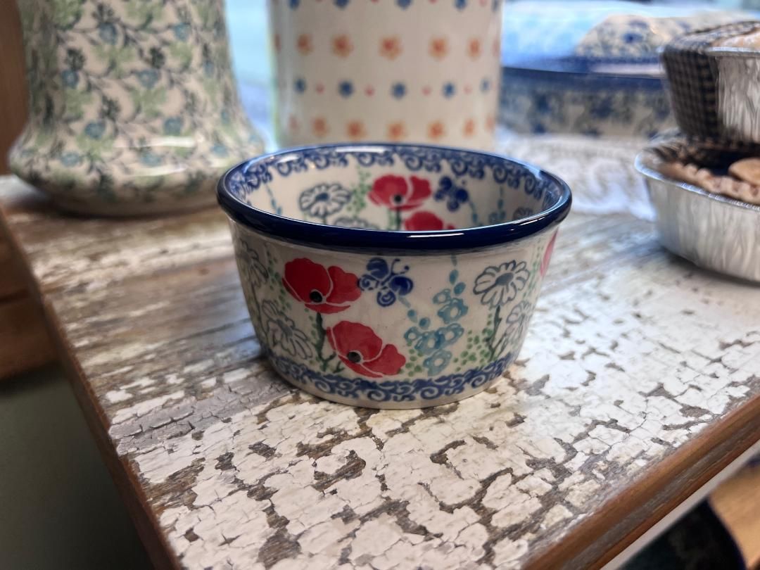 Red Poppy Garden Bowl Ramekin 3.75"