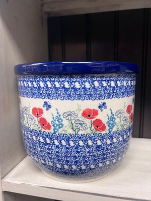 Red Poppy Garden Plant Crock