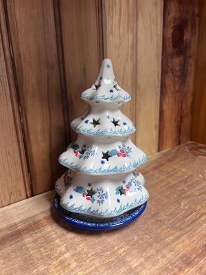 Winter Holly Christmas Tree w/Base 7"