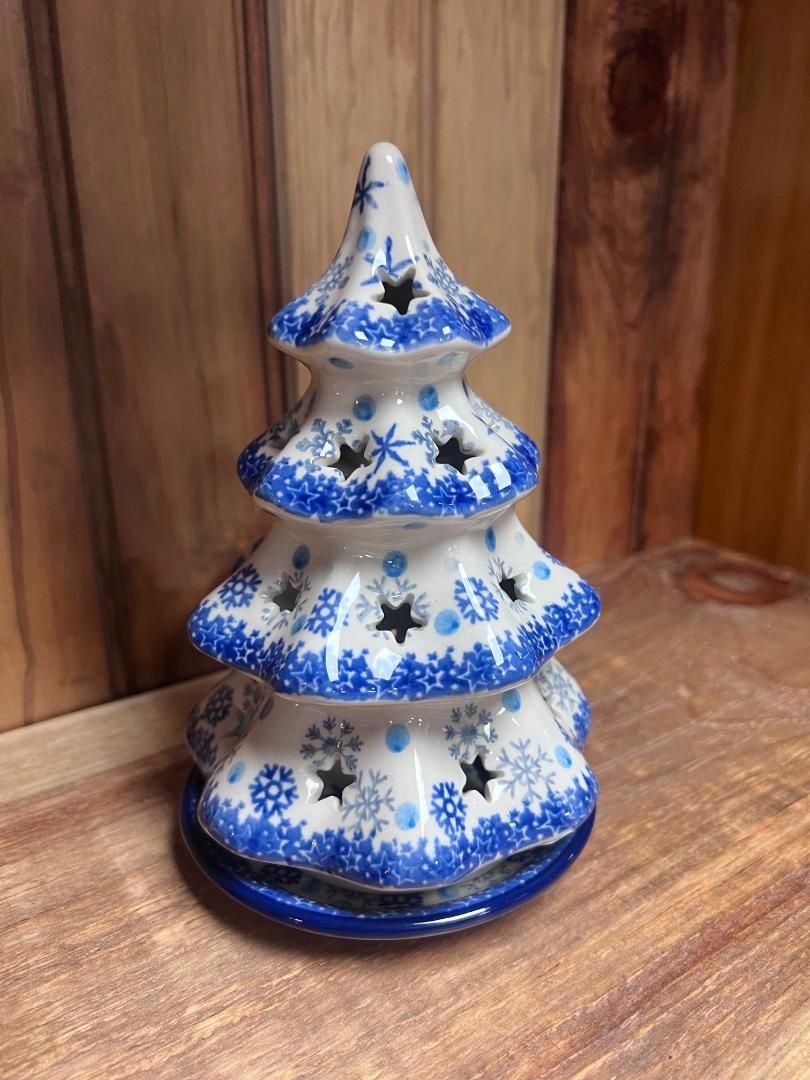Silver Snow Christmas Tree w/Base 7"