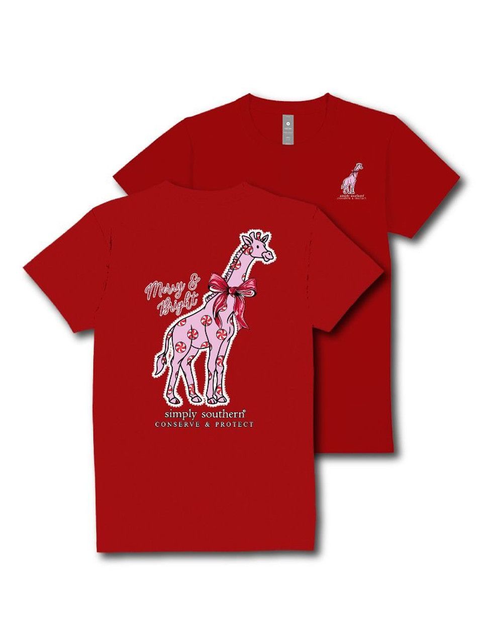 SS LS Tracking Giraffe Christmas Red