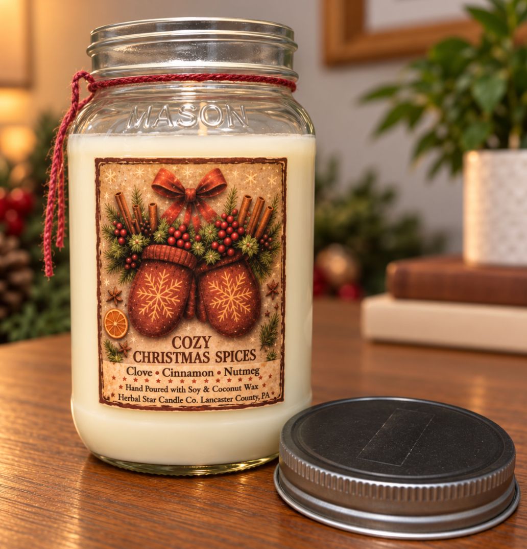Herbal Star Candle 24 Oz. Cozy Christmas Spices