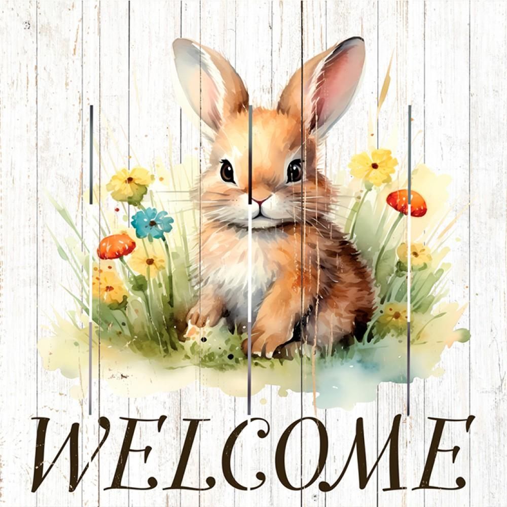 BF Pallet Art Spring Rabbit Welcome