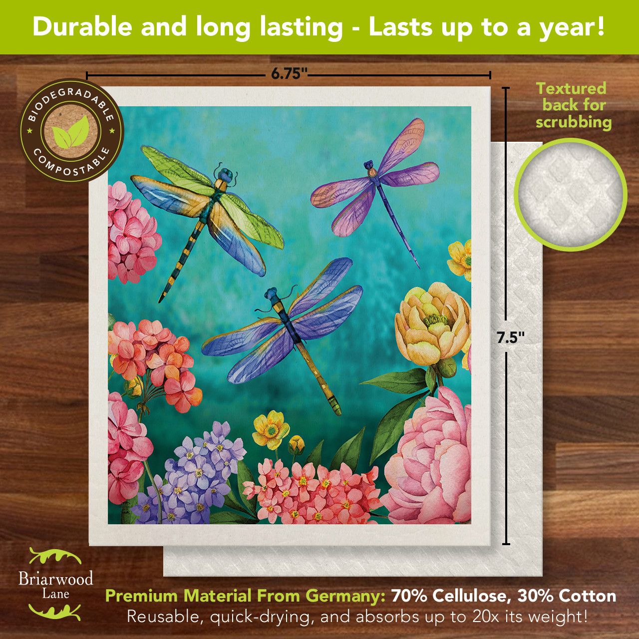 BL Dishcloth Swedish Dragonfly Garden
