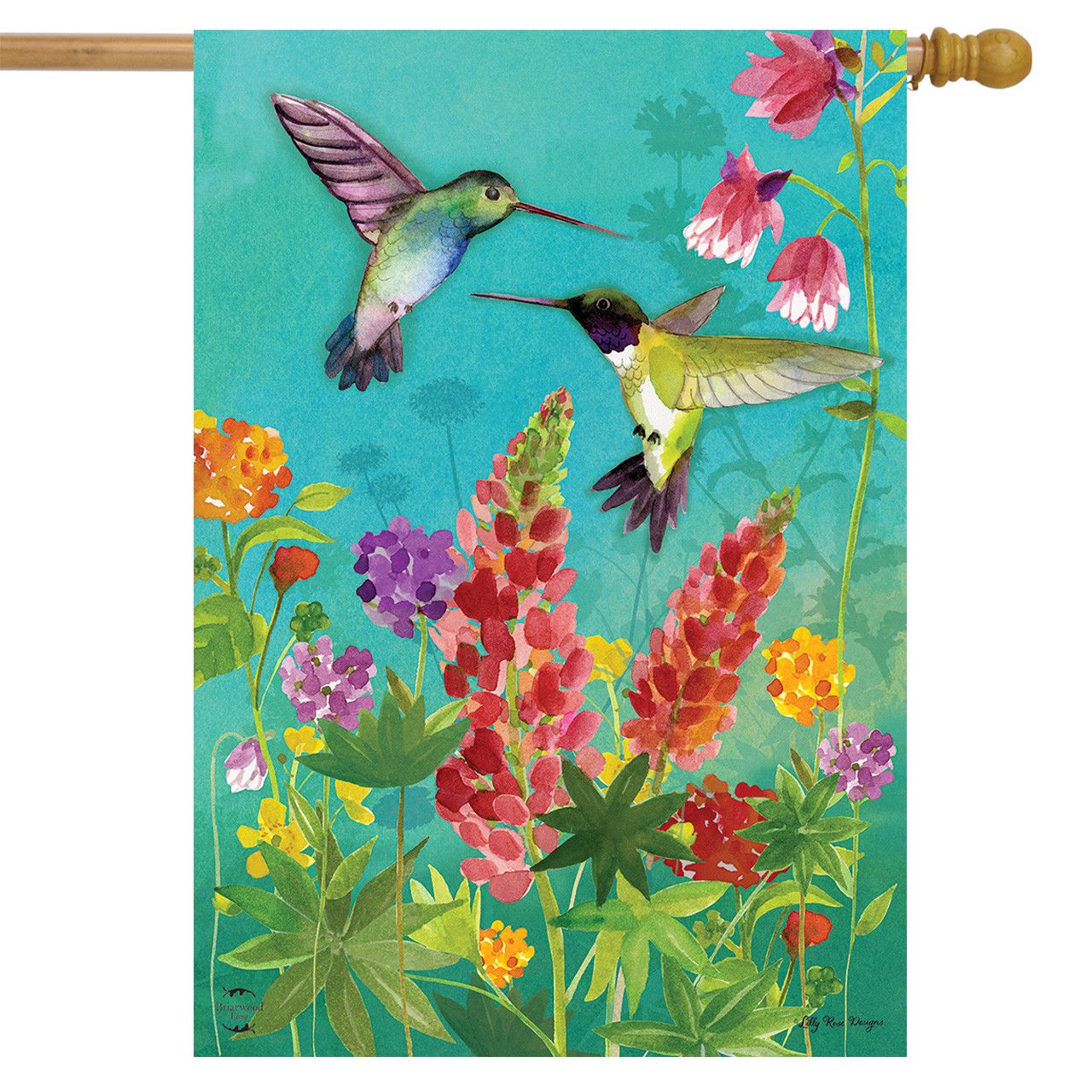 BL House Flag Hummingbird Greeting