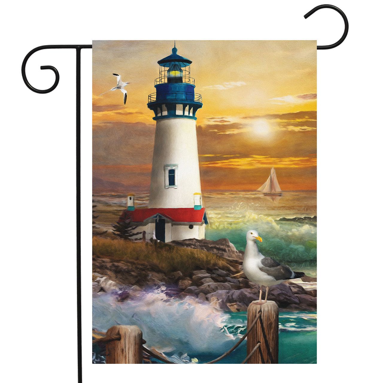 BL Garden Flag Sunset Lighthouse