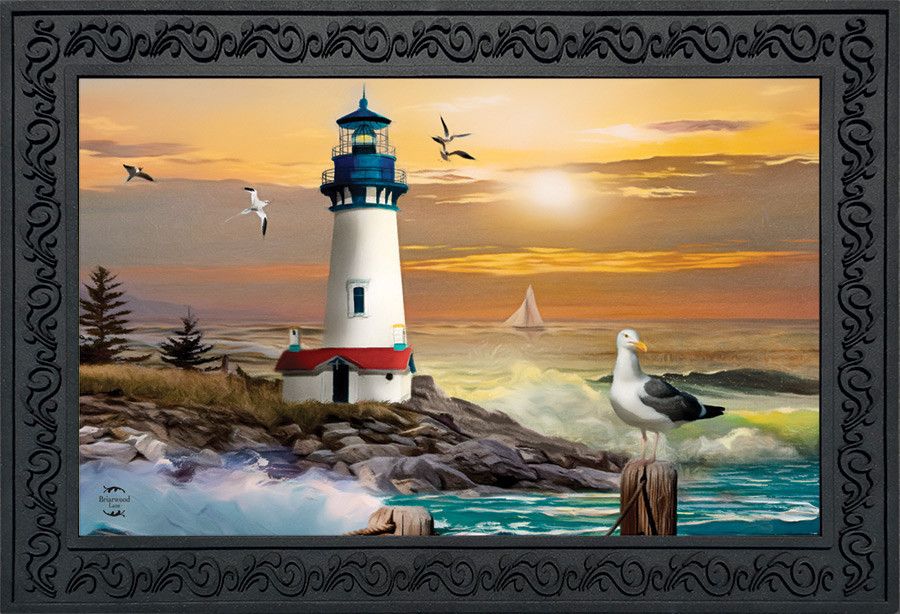 BL Doormat Sunset Lighthouse