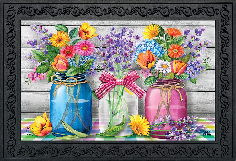 BL Doormat Spring Floral Jars