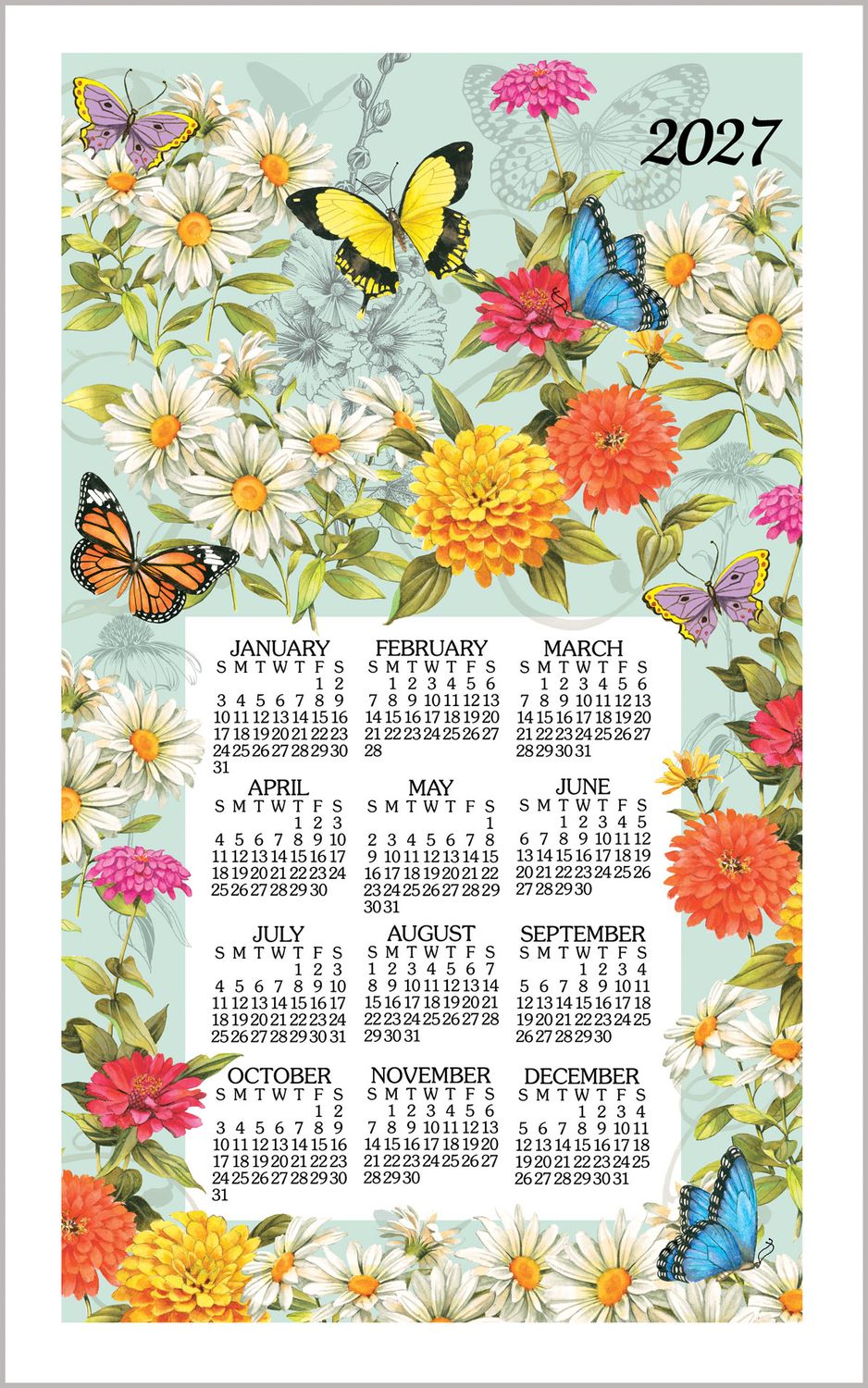 KD Calendar Towel Butterfly Garden