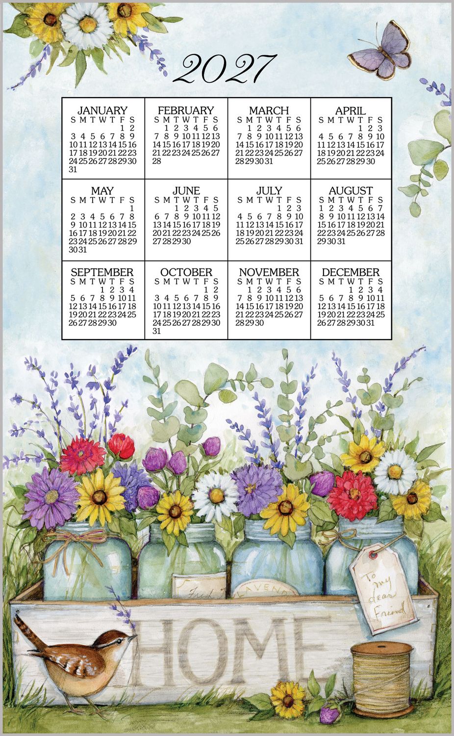 KD Calendar Towel Home Floral
