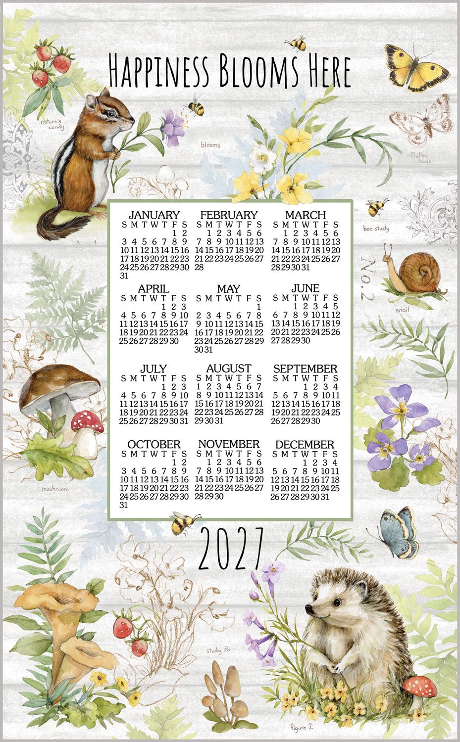 KD Calendar Towel Spring Critter Chart