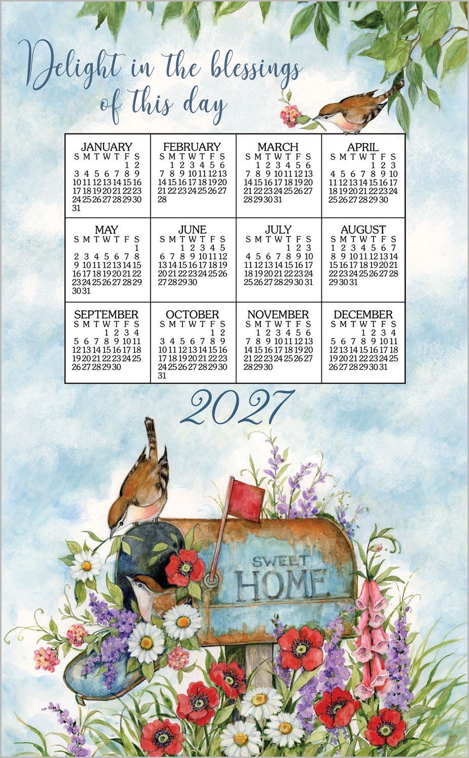 KD Calendar Towel Floral Mailbox