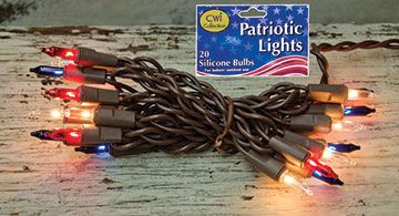 CWI Patriotic Lights 20 Ct. Brown Cord