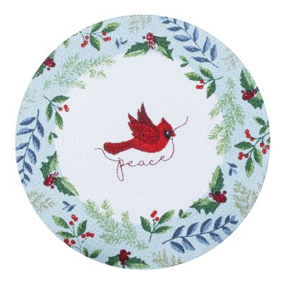 1110 Placemats Winter Blue Cardinal Braided Round 