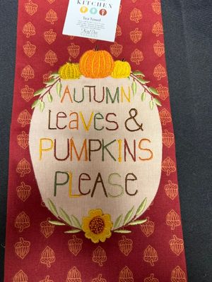 1110 Towel Autumn Leaves & Pumpkins Please Dual Purpose 