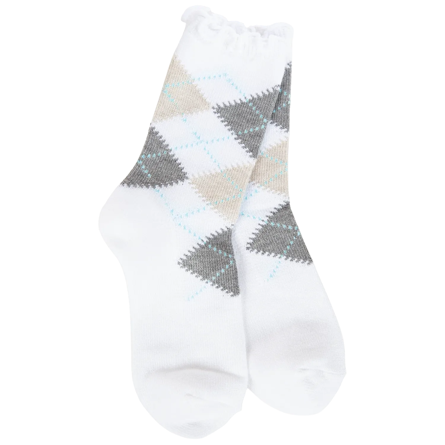 Mini Argyle Ruffle White 1213
