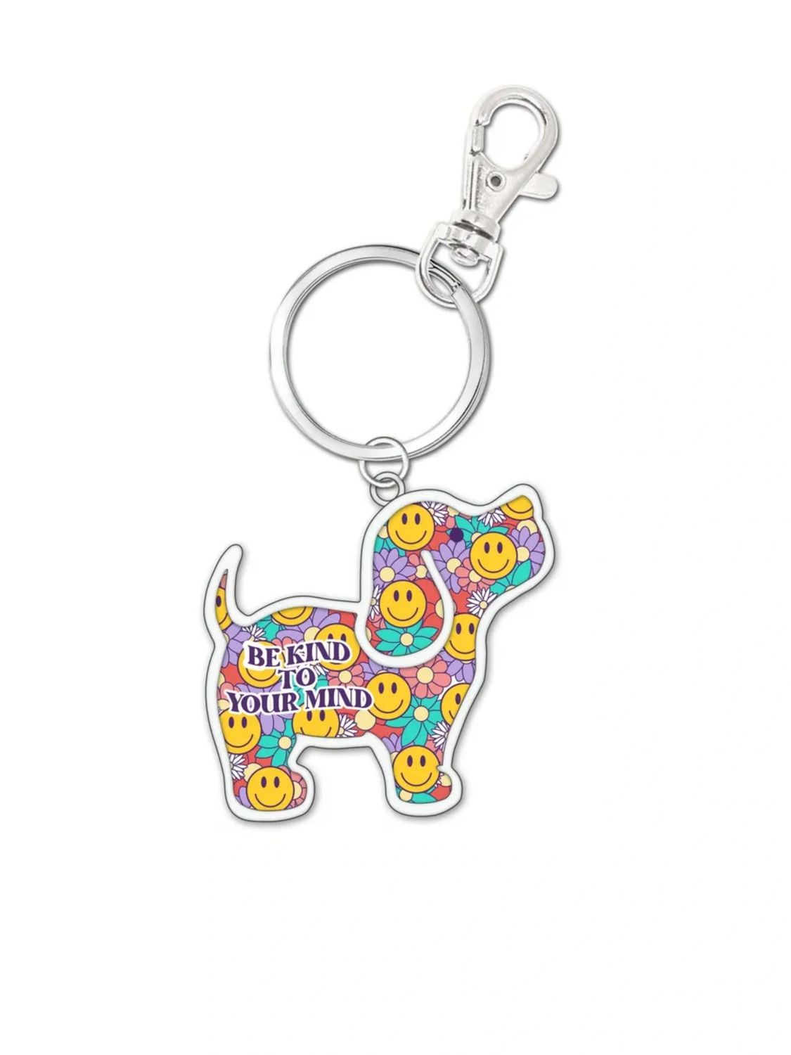 Smiley Flowers Pup Key Ring 1123 Smiley Flowers Pup Key Ring 1123