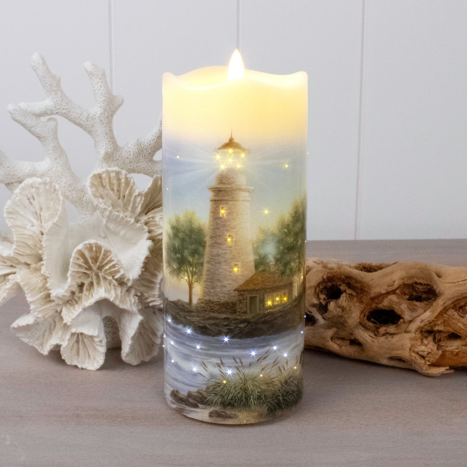 Fiber Opt. Lighthouse Candle 1225