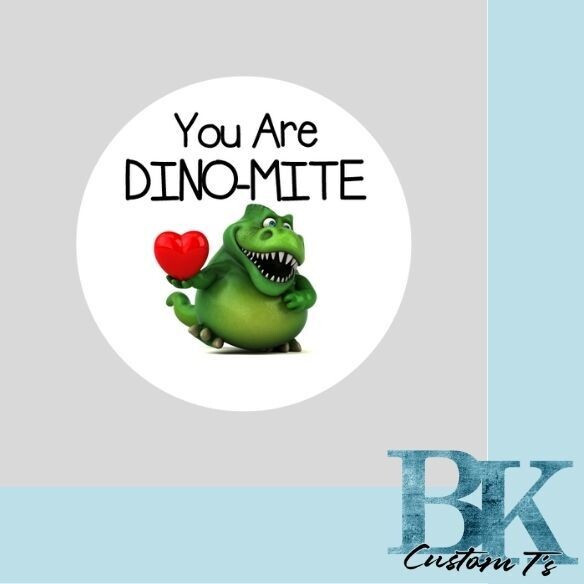 Dino Valentine Stickers