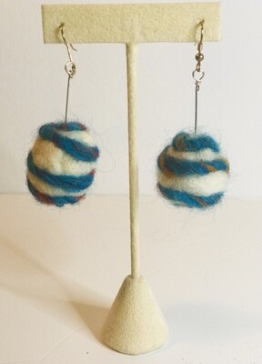 Handmade Wool with Aqua Felting Earrings