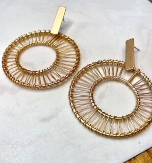  Gold Circle Drop Earrings