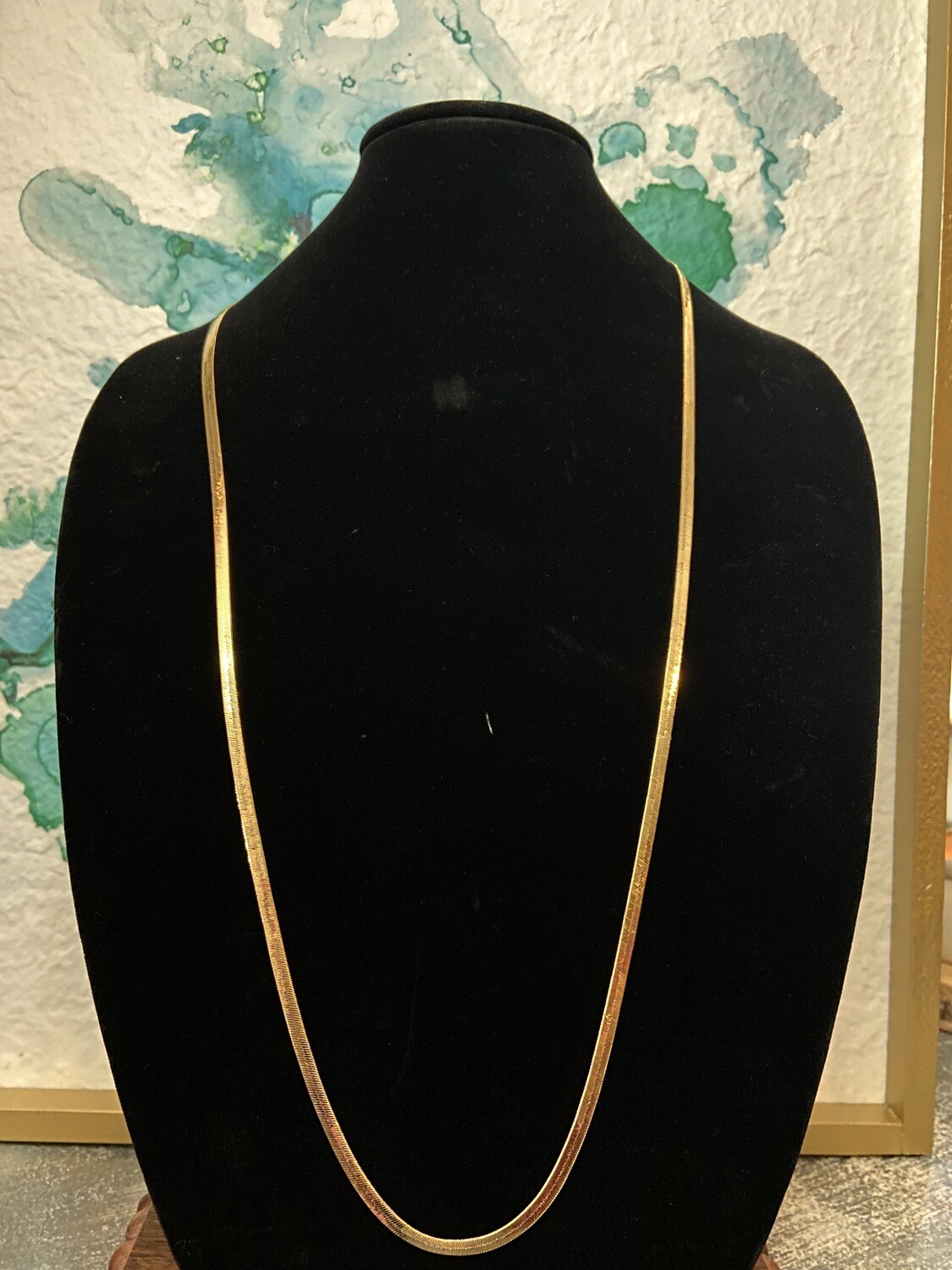 Long Herringbone Chain Necklace