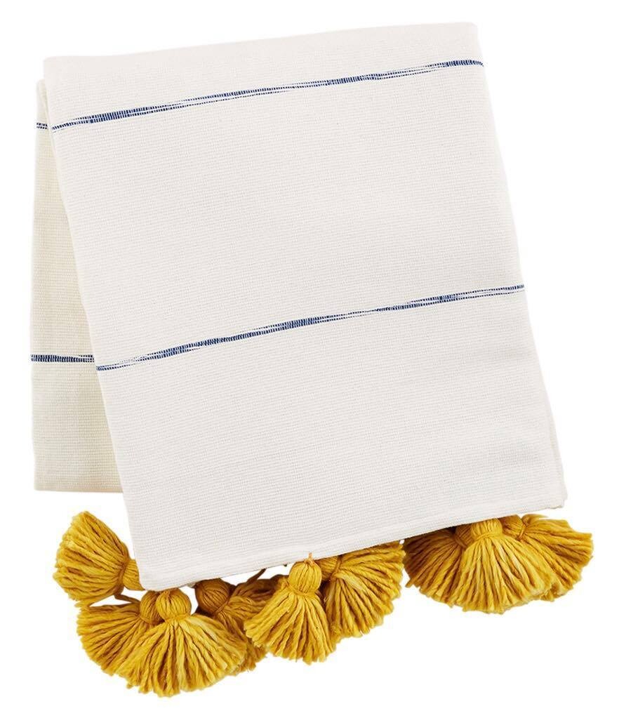 Tassel Stripe Throw, Color: Yellow