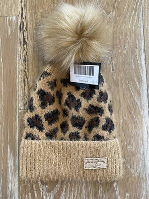Leopard Pom Pom Hat