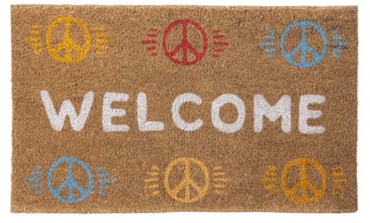 Welcome Peace Sign Doormat