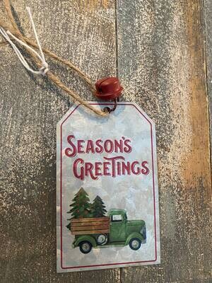 Red Bell Metal Tag Ornament 