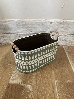 Sage & White Geometric Planter