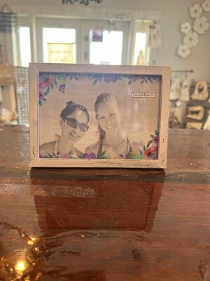 Etched Flower Glass Picture Frame