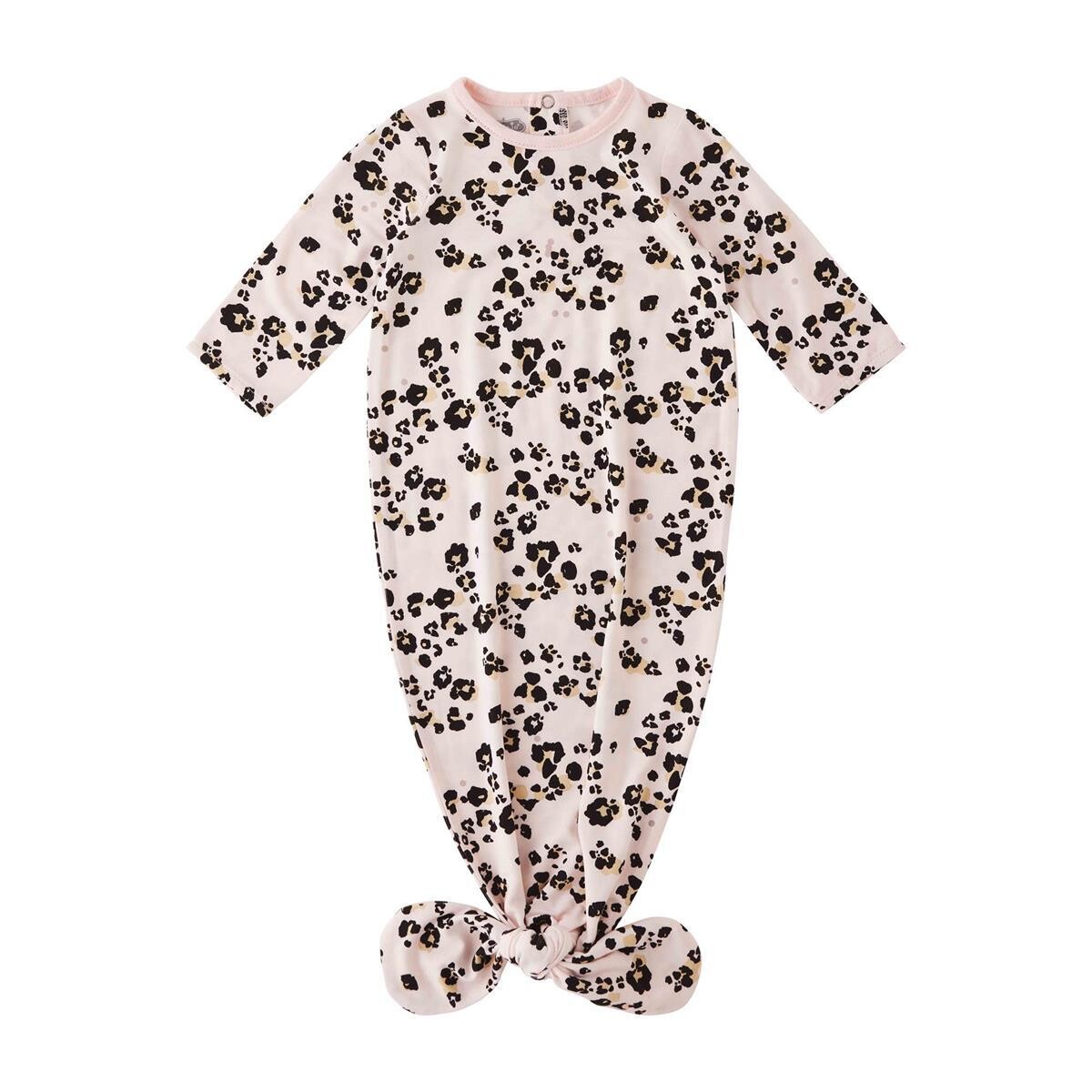 Bamboo Leopard Tie Gown (0-3 M)