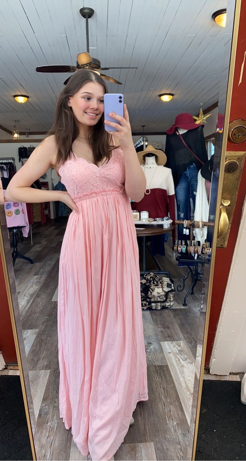 Pink Lace Maxi Dress