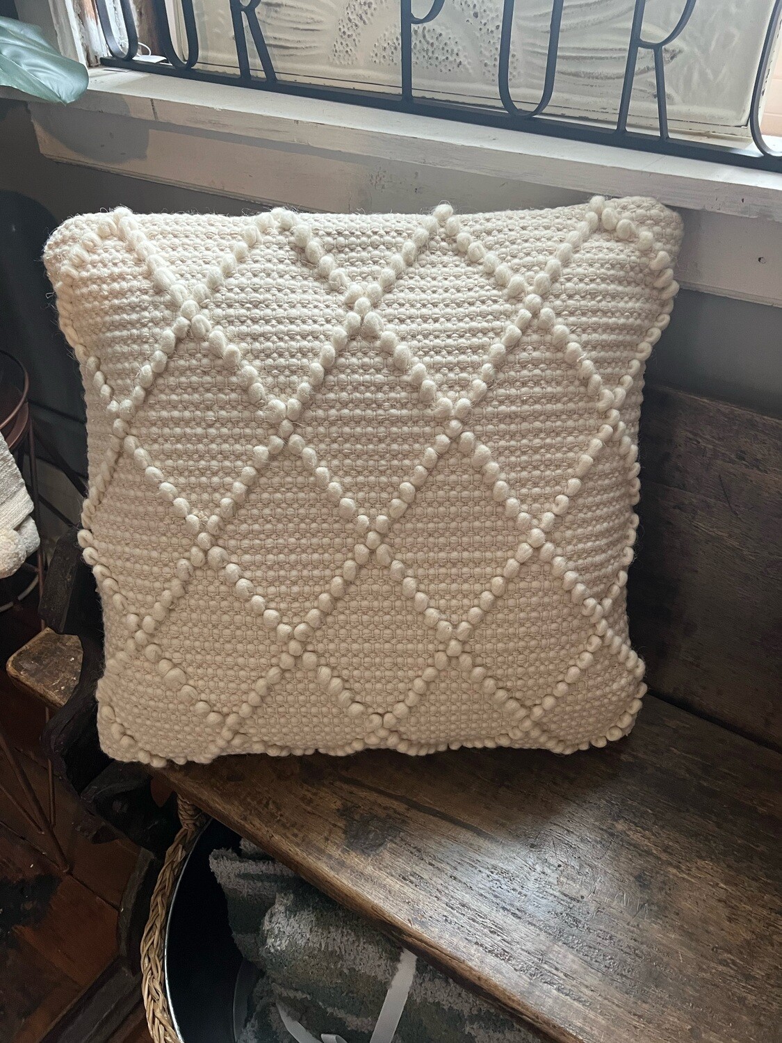 White Dotted Diamond Pillow