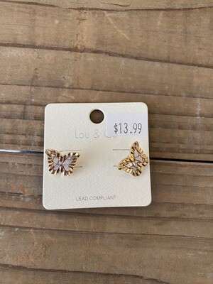 Butterfly Studs With Leather 